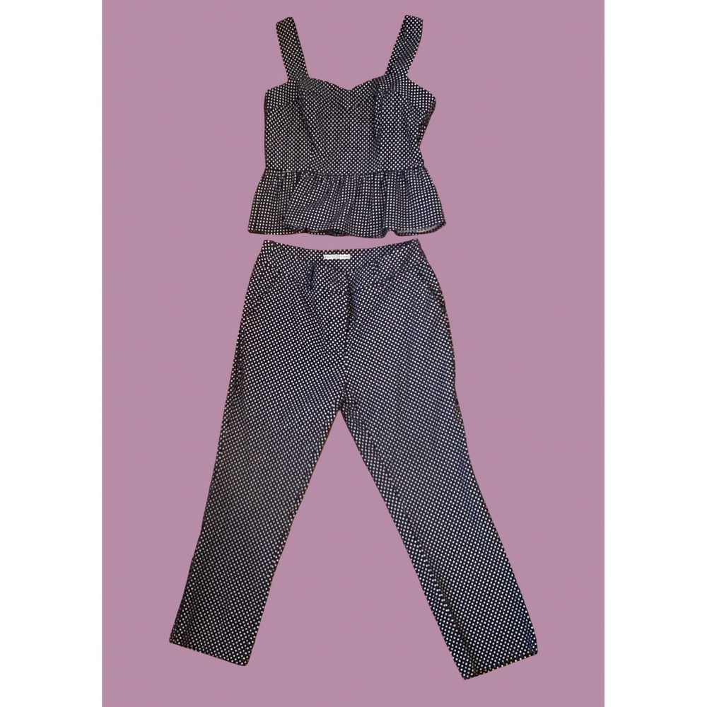 Guess M Womens 2 Piece Polka Dot Pant Set Ruffle Crop Top & Ankle Pants Whimsy